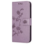 Pouzdro Xiaomi Redmi 12 - Motýli a květy - tmavě fialové